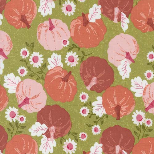 Hey Boo - Pumpkin Patch - Witchy Green - pink & orange pumpkins on green