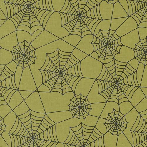 Hey Boo - Webs - Witchy Green - black spider webs on green