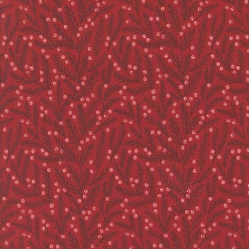 Berry and Pine - Pine Needles- Cranberry - pine sprays & berries on red