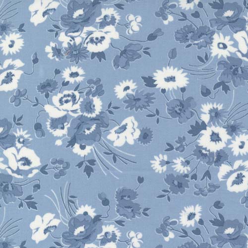 Nantucket Summer - Somerset Floral - Light Blue - lg blue & white floral on blue