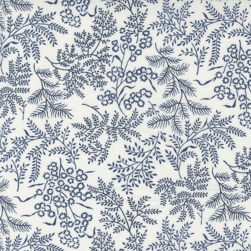 Nantucket Summer - Sconset -Cream/Navy - Navy ferns on cream