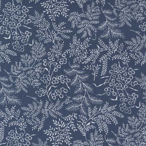 Nantucket Summer - Sconset -Navy - cream ferns on navy blue