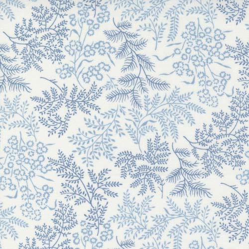 Nantucket Summer - Sconset -Cream/Blue - blue foliage on cream
