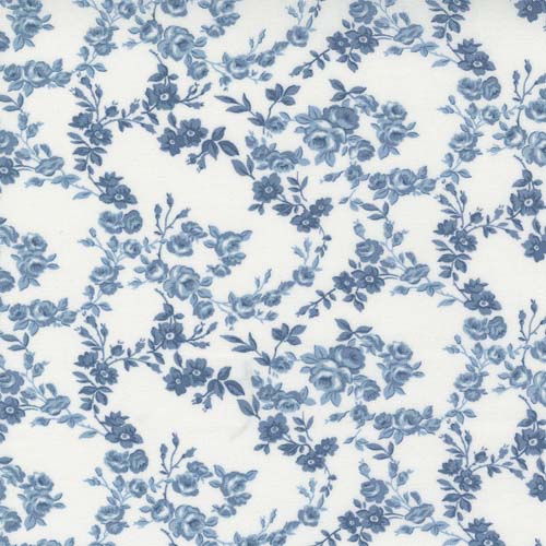 Nantucket Summer - Surfside - Cream/Blue - small blue floral on cream
