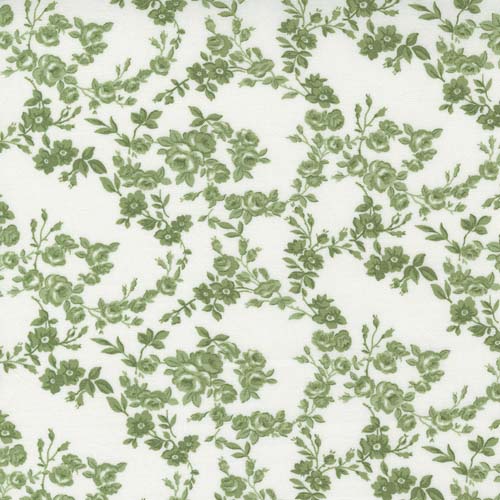 Nantucket Summer - Surfside - Cream/Grass - small green floral on cream