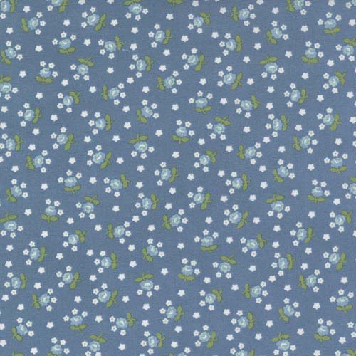 Nantucket Summer - Fairground- Lake - small tossed floral on blue
