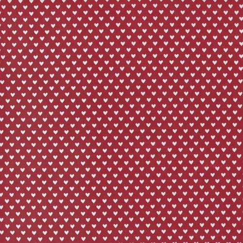 Flirt - Tiny Heart - Red - rows of tiny cream hearts on red