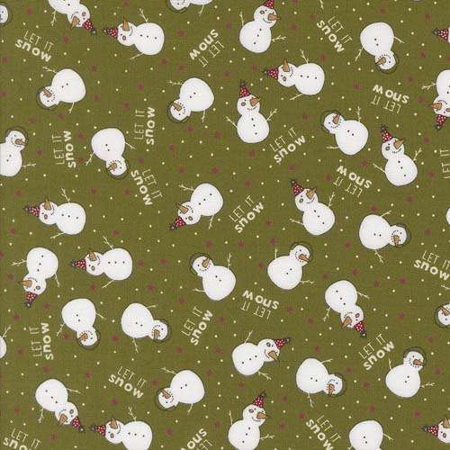 Emmitt and Ivy - The Snow Kids- Pine - tossed snowmen on green