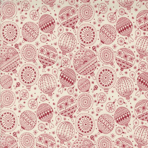 Emmitt and Ivy - Ornaments - Red -  red line drawing ornaments on cream