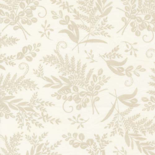 Happiness Blooms - Fern Tonal- White Washed - Tan leaves on CREAM