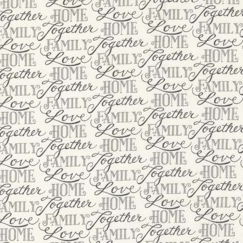 Happiness Blooms - Words of Love - White Washed - dk gray words on cream