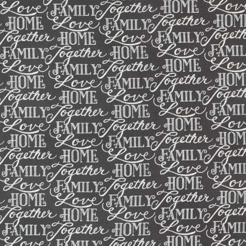Happiness Blooms - Words of Love - Slate - Cream words on dark gray