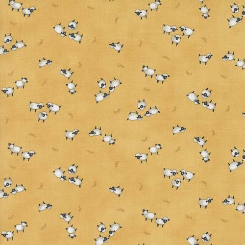 Willows Farm - Sheep in the Pasture - Goldenrod - tiny sheep on gold