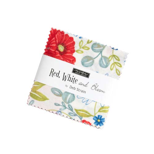 Red White and Bloom - Mini Charm - 42 2.5" squares
