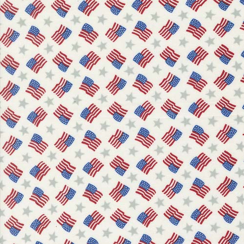 Red White and Bloom - Flags -Multi- small flags on cream