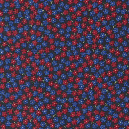 Red White and Bloom - Patriotic Posies - Black - red & blue flowers on black