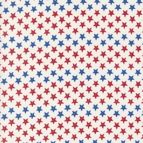 Red White and Bloom - Stars in a Row - Multi - red & blue stars on white