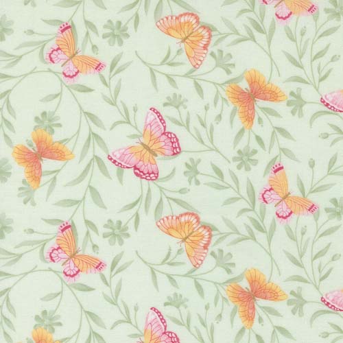 Kindness - Butterflies - Mist - pink & peach butterflies on pale green