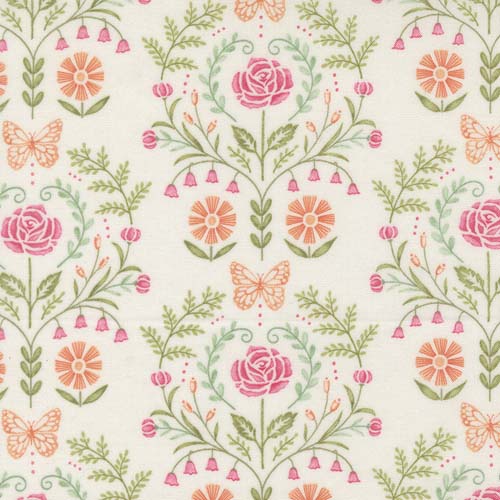 Kindness - Damask - Dogwood - colorful floral damask on cream