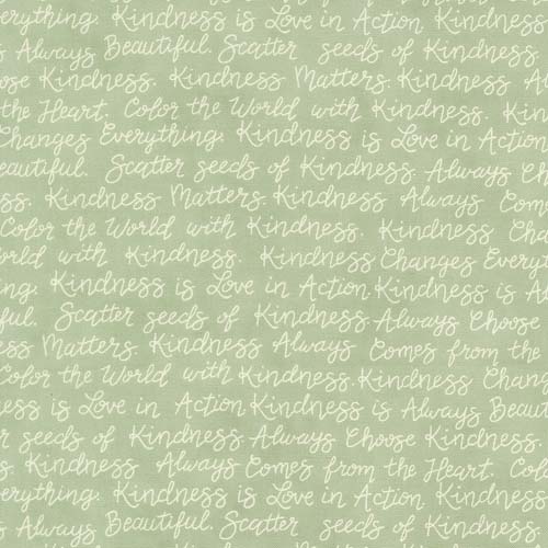 Kindness - Kind Words - Sage - cream words on green