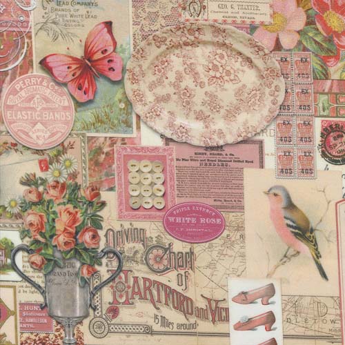 Curated In Color - Collage - Pink - vintage collage in pinks - Cathe Holden