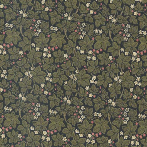 Morris Meadow - Small Bramble- Damask Black- Green leaves& pink berries