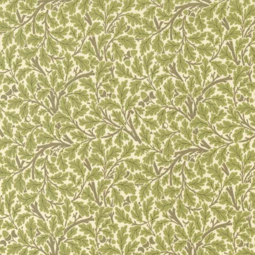 Morris Meadow - Acorn Leaf - Porcelain- Green oak leaves on tan
