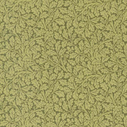 Morris Meadow - Acorn Leaf -Fennel Green- light green oak leaves on olive