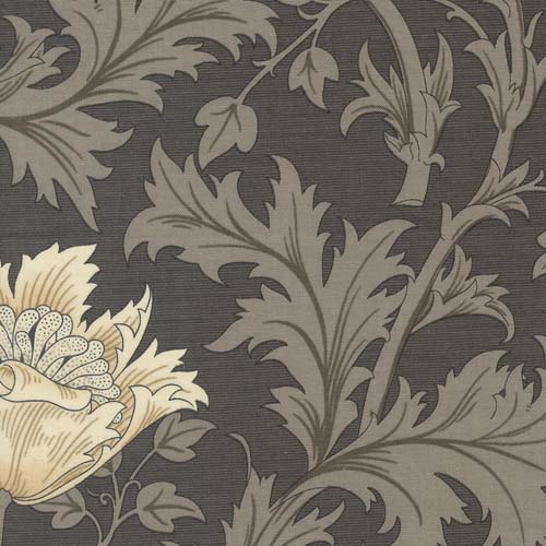 Best of Morris - Ebony Suite -Anemone - Charcoal - lg cream floral on taupe