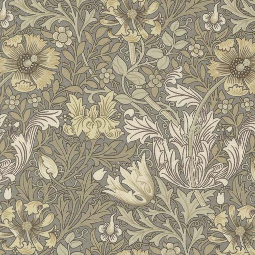 Best of Morris - Ebony Suite - Compton Florals - Dove- cream floral on gray