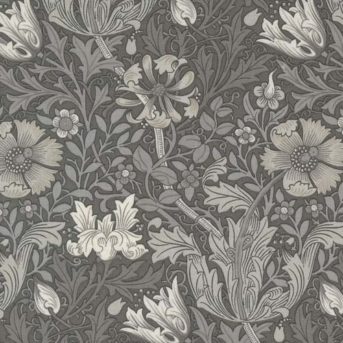 Best of Morris - Ebony Suite - Compton Florals - Charcoal - floral on dk taupe