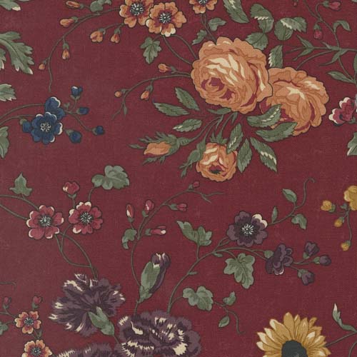 Daisy Lane - My Garden Florals - Carnation - large floral on red