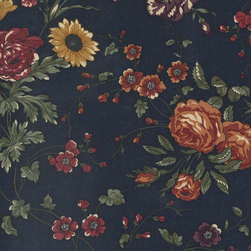 Daisy Lane - My Garden Florals - Bluebell- Large floral on dark blue