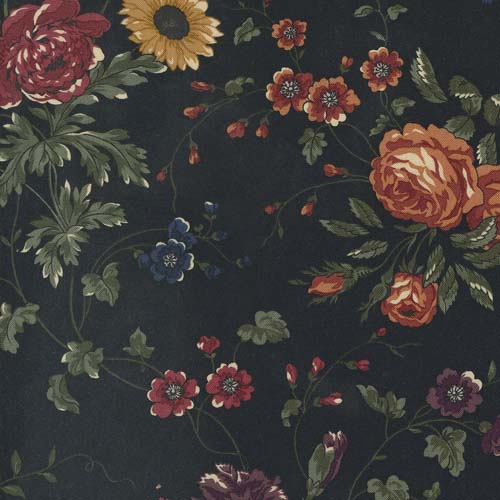 Daisy Lane - Garden Florals - Mulch - Large floral on black
