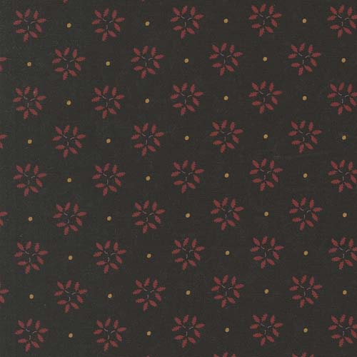 Wheatland - Leaf Trio - Slate- Red leaves & dots on black - Kansas Troubles