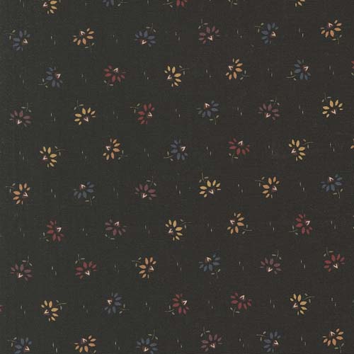 Wheatland - Coneflowers - Slate - multicolor flowers on black -Kansas Troubles