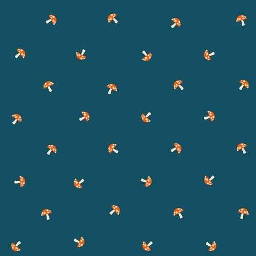 Carousel - Tiny Mushrooms - Lt Galaxy - tiny red mushrooms on teal