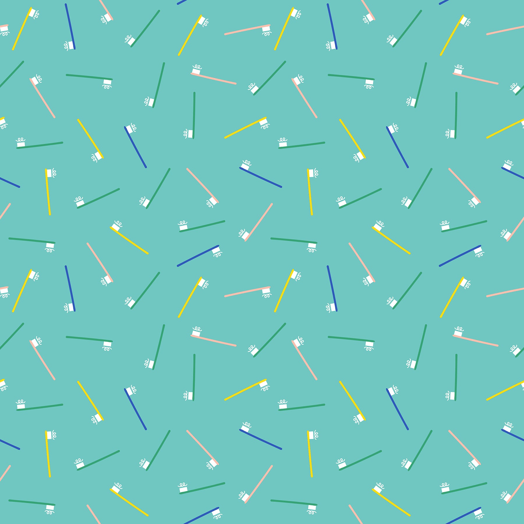 Whatnot - Brusha Brusha - Turquoise - scattered toothbrushes -Ruby Star