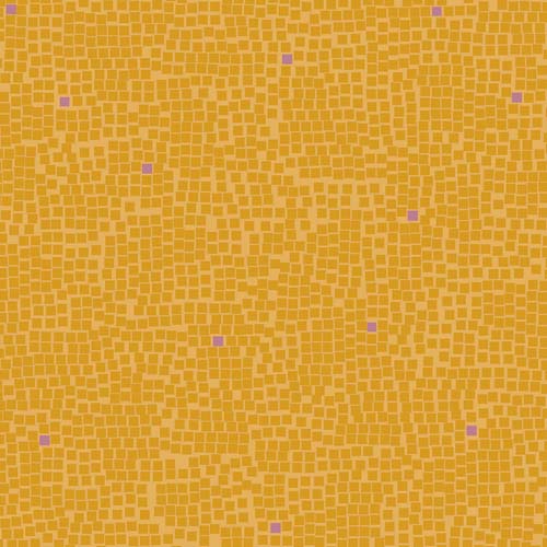 Pixel - Cactus - tiny gold &purple square tiles on gold by Ruby Star Society