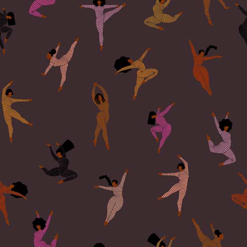 Linear Leap - Ladies Dance - Caviar - scattered ladies dancing on dark gray