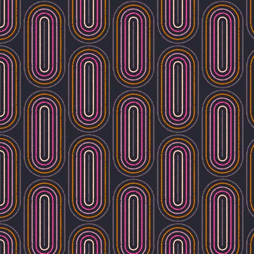 Linear Capsules - geometric lines - Espresso - colorful ovals on black
