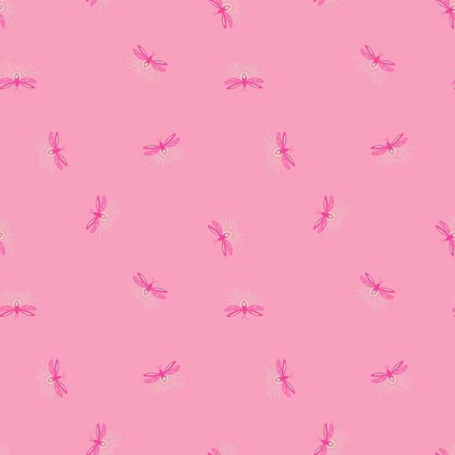 Firefly - Fireflies - Orchid - scattered fireflies on bright pink - Ruby Star