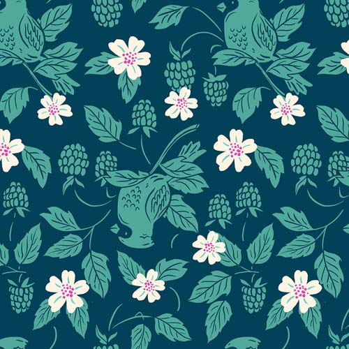 Backyard - Cardinal - Galaxy - teal cardinals on dk teal - Ruby Star Society