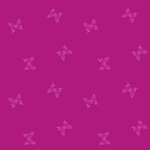 Backyard - Butterflies - Berry -  tossed butterflies on pink- Ruby Star Society