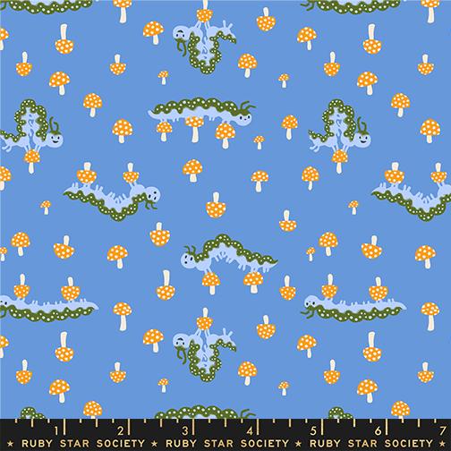 Hello Alice - Caterpillar - Lindley Blue - caterpillars & mushrooms- Sarah Watts