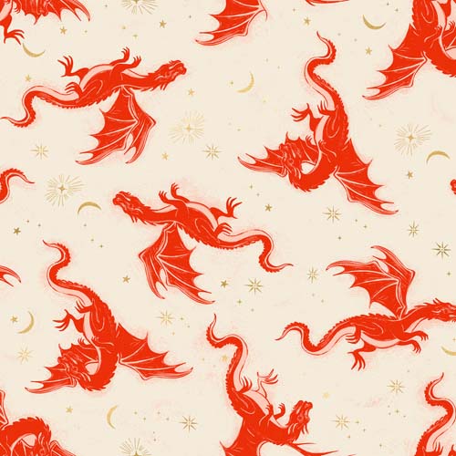 Fireglow Metallic - Etched Dragons - Dark Ruby