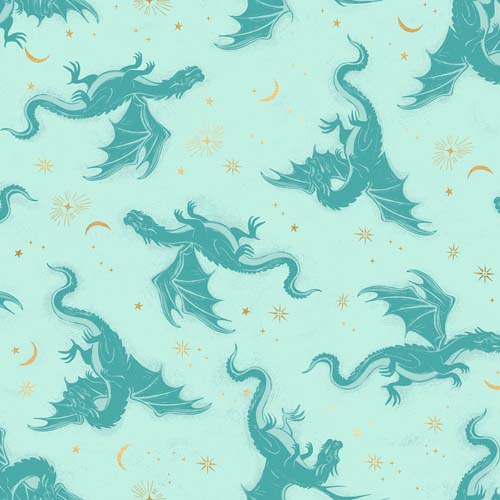 Fireglow Metallic - Etched Dragons - Mint
