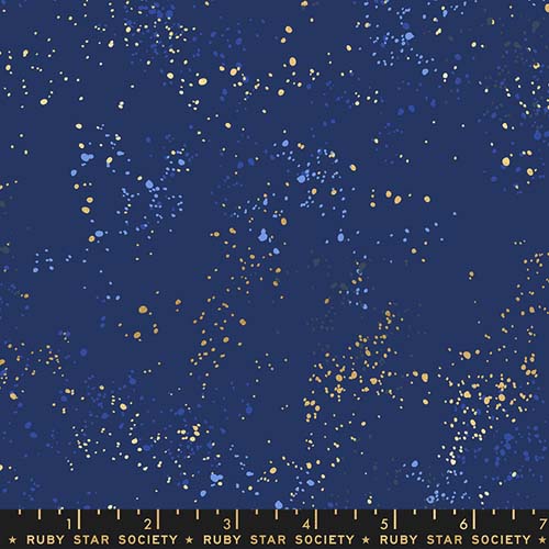 108 Speckled Wide - Navy - Ruby Star Society - gold blue and gray flecks on