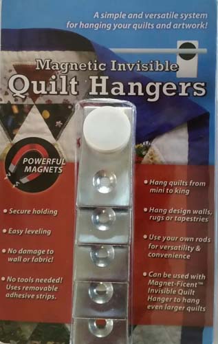 Magnetic invisible quilt hangers - 5 steel plates & magnets, adhesive stri