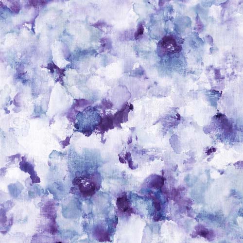 108" Wide Back - Watercolors -Periwinkle- watercolor flowers in purple,gray&blue